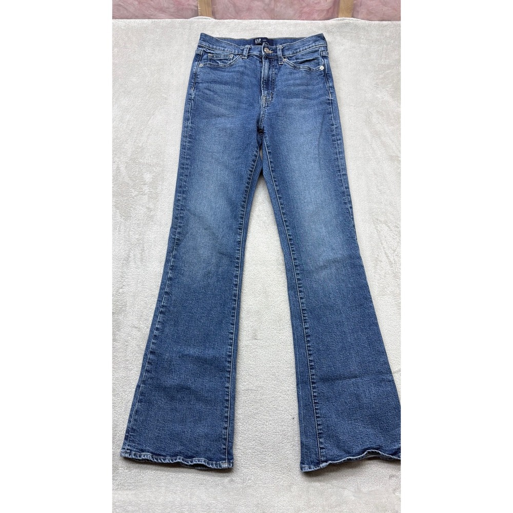 Gap Jeans Women's 4/27 Long Flare Blue High Waisted 70s Flare Boho Retro Denim